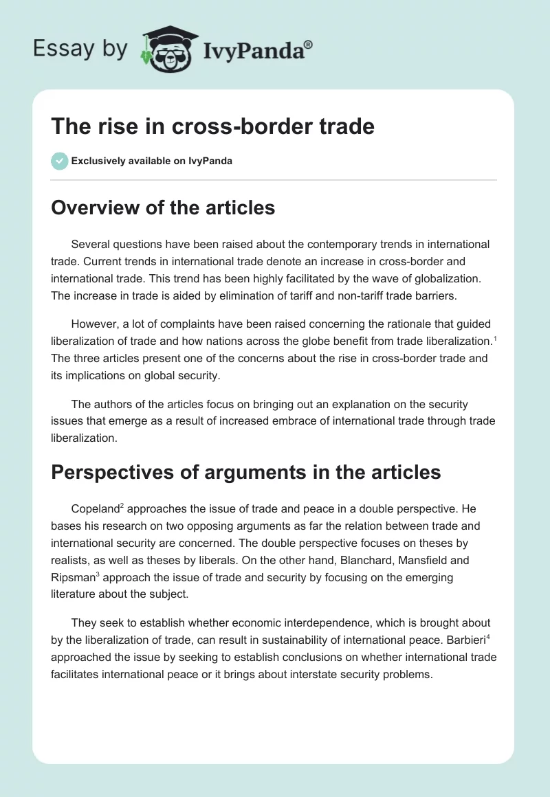 The Rise in Cross-Border Trade. Page 1