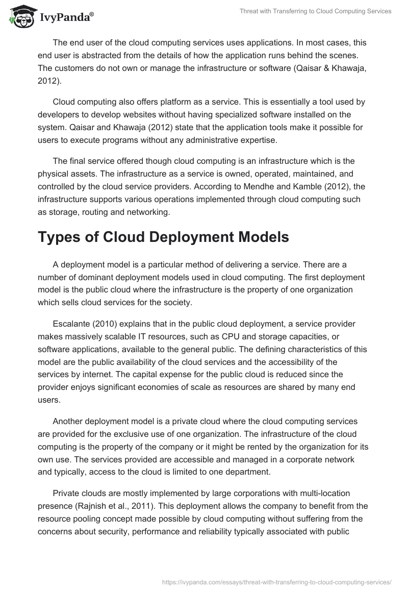 Threat with Transferring to Cloud Computing Services. Page 2