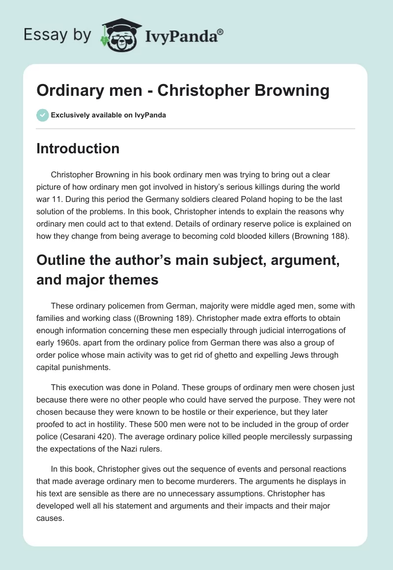 Ordinary men - Christopher Browning. Page 1