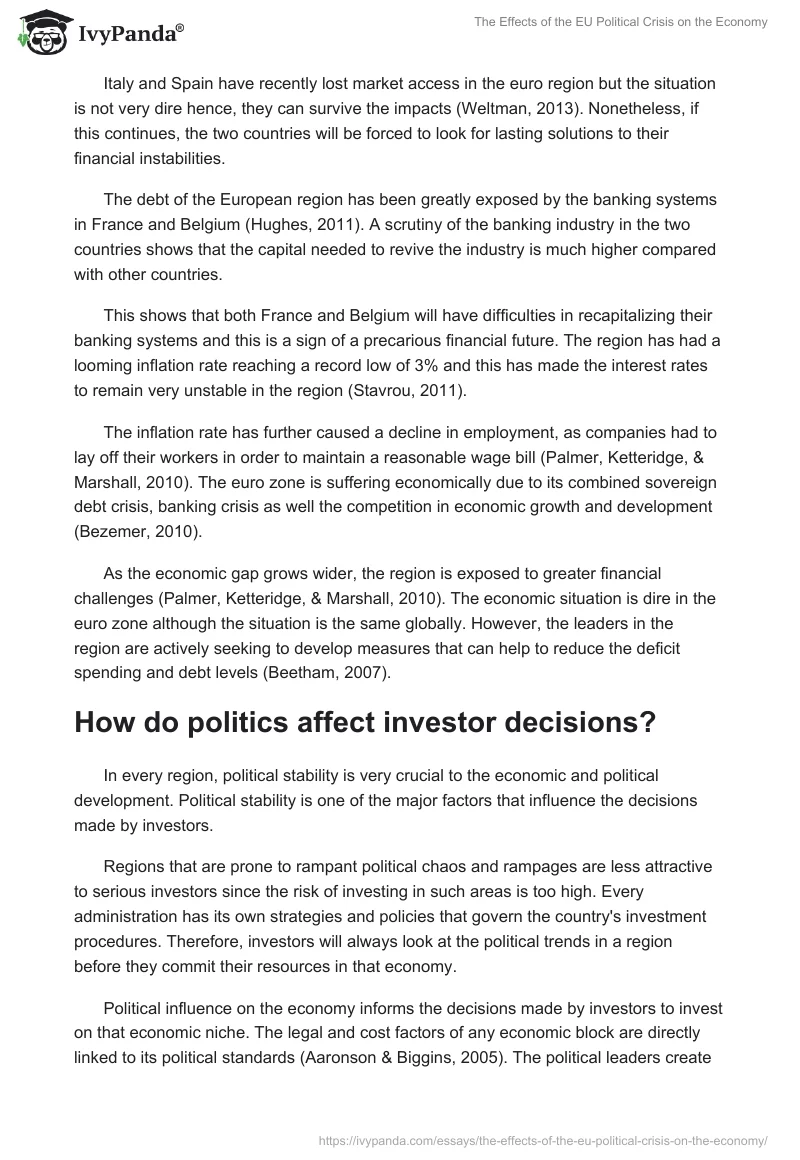 The Effects of the EU Political Crisis on the Economy. Page 2