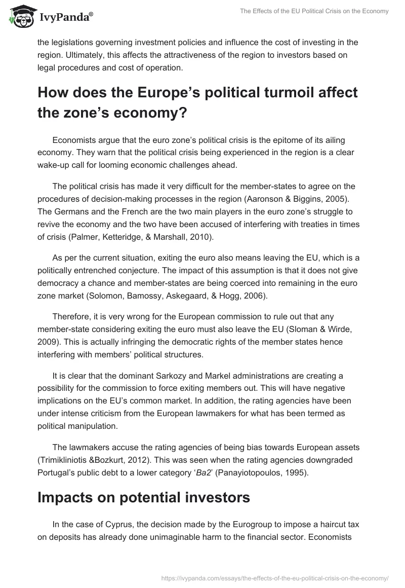 The Effects of the EU Political Crisis on the Economy. Page 3