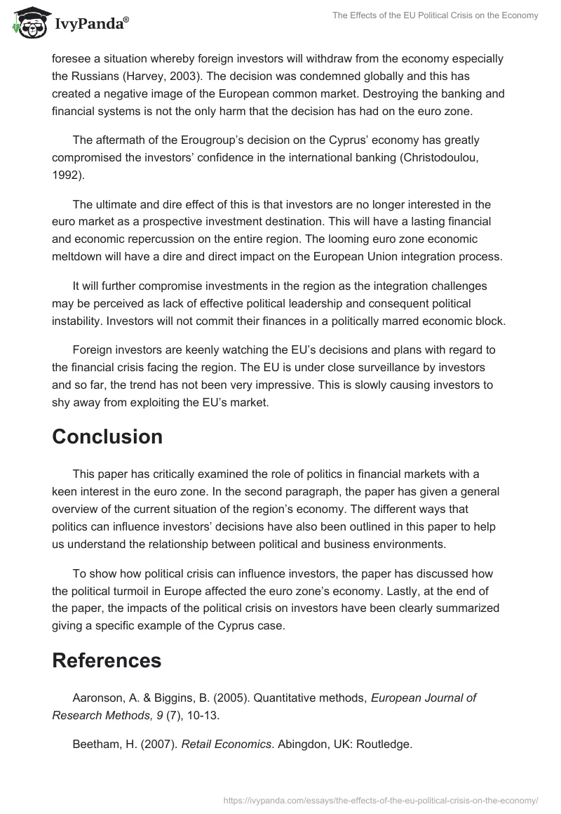 The Effects of the EU Political Crisis on the Economy. Page 4