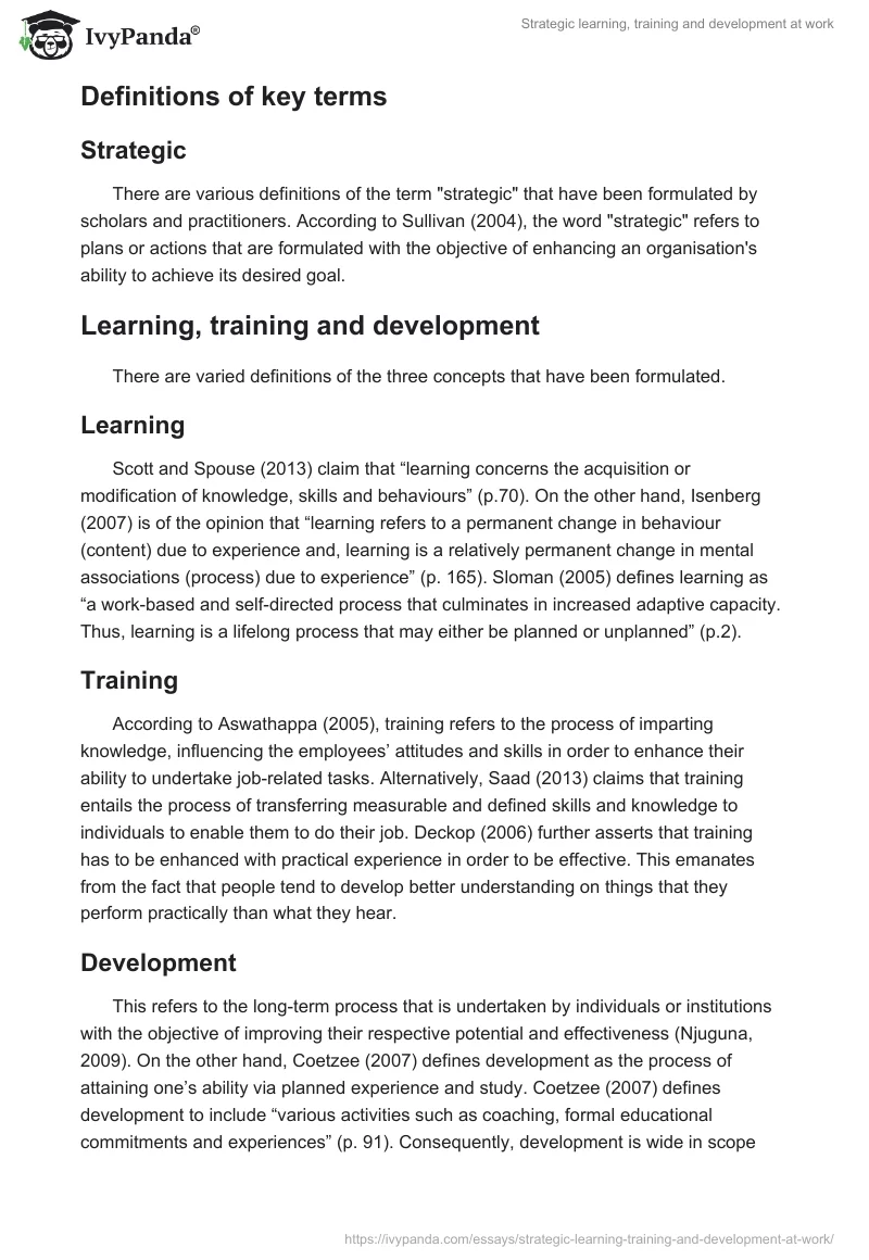 Strategic learning, training and development at work. Page 2