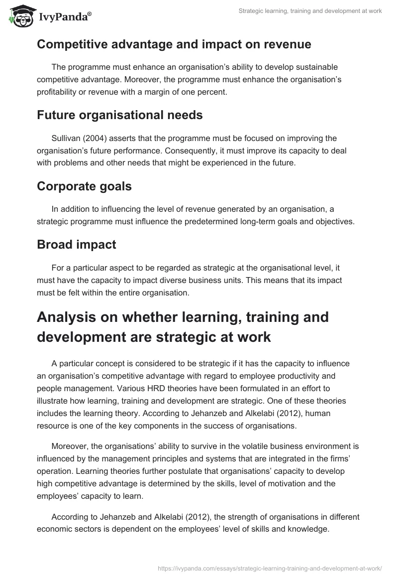 Strategic learning, training and development at work. Page 4