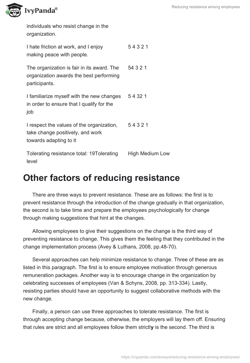 Reducing resistance among employees. Page 3