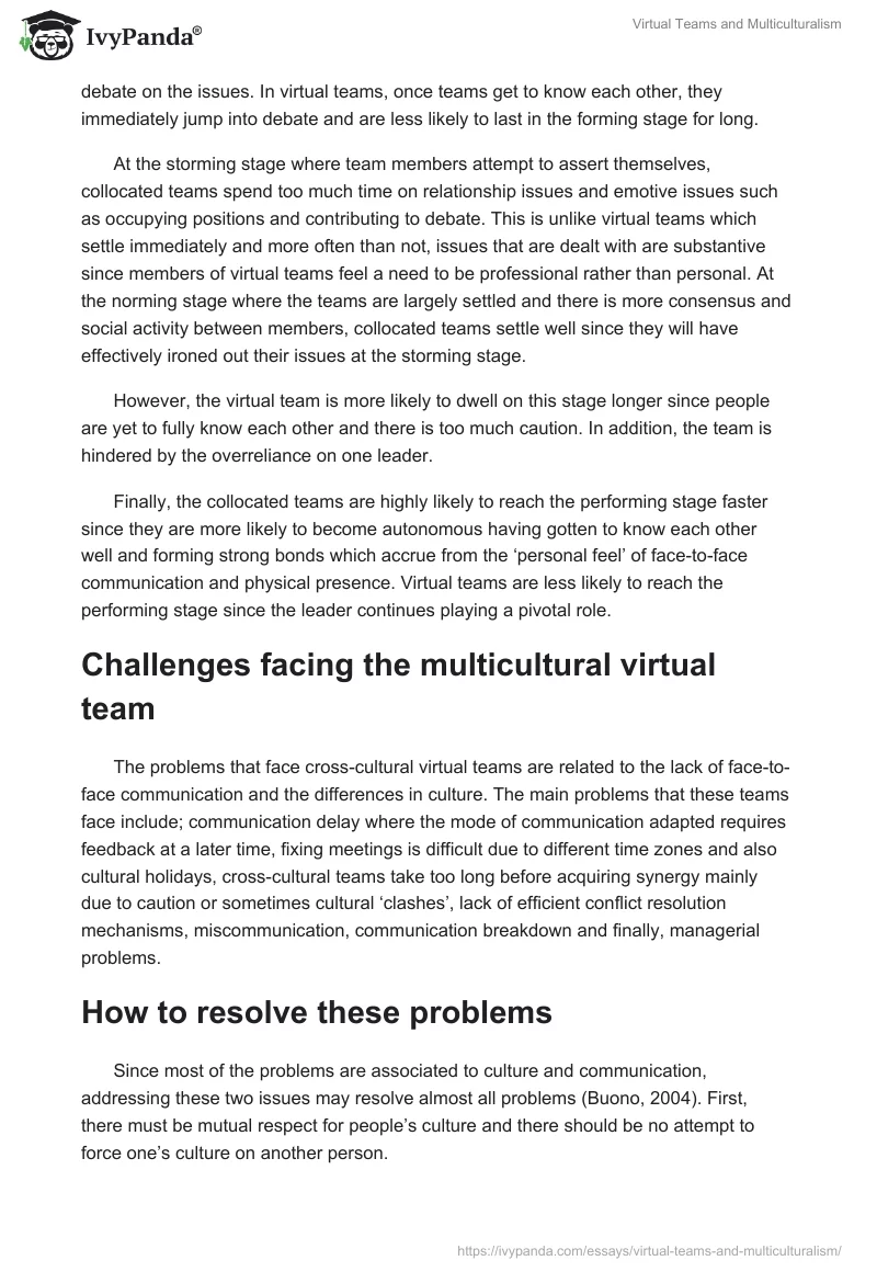 Virtual Teams and Multiculturalism. Page 2