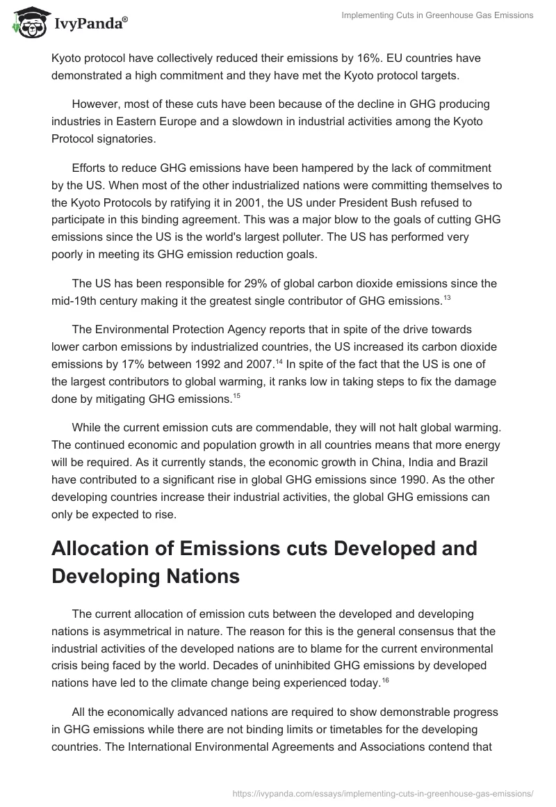 Implementing Cuts in Greenhouse Gas Emissions. Page 4