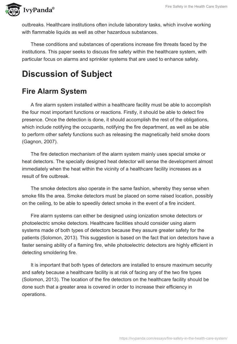 Fire Safety in the Health Care System. Page 2