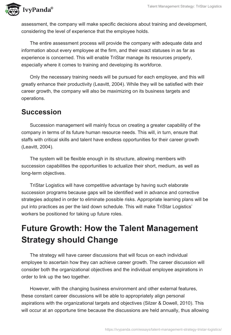 Talent Management Strategy: TriStar Logistics. Page 4
