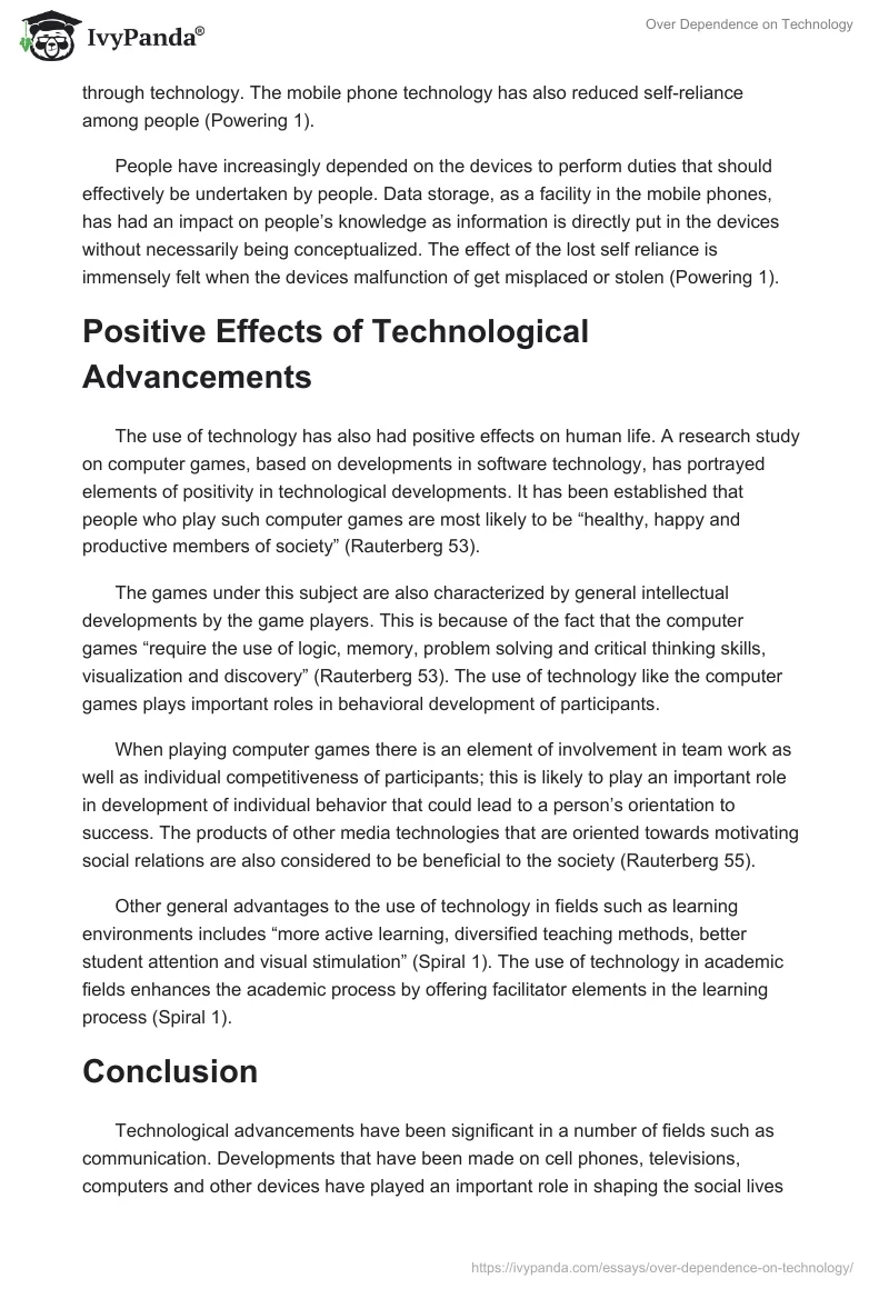 Over Dependence on Technology. Page 4