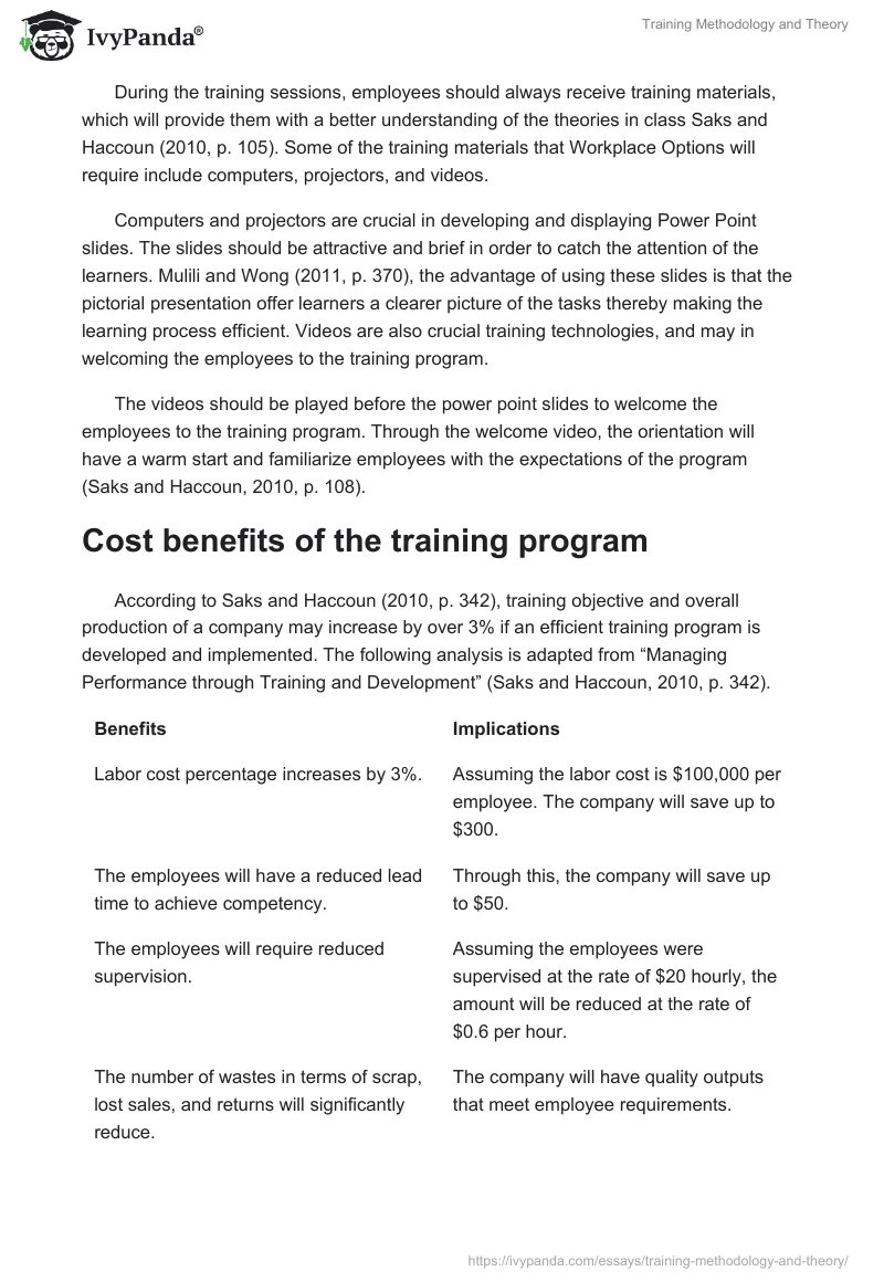 Training Methodology and Theory. Page 2