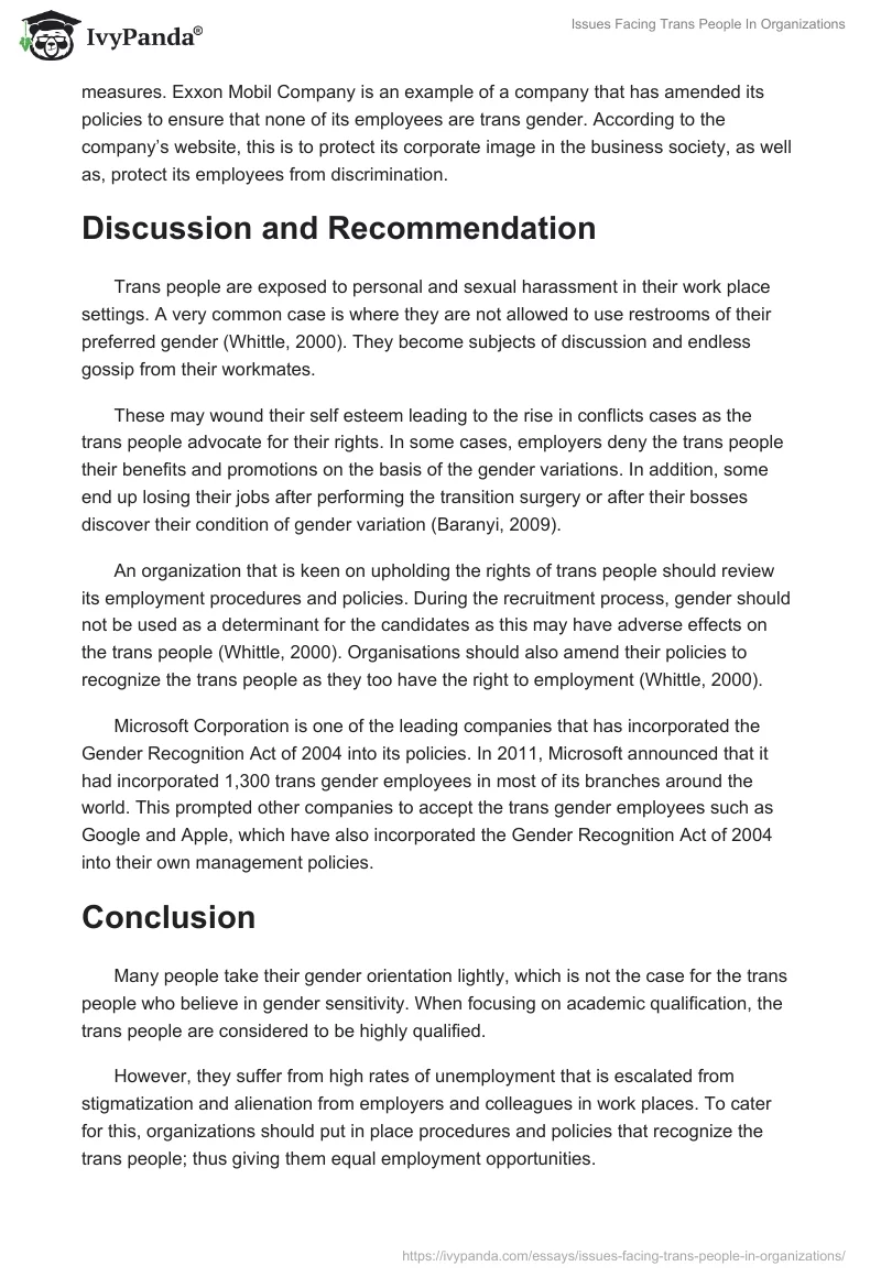 Issues Facing Trans People In Organizations. Page 2