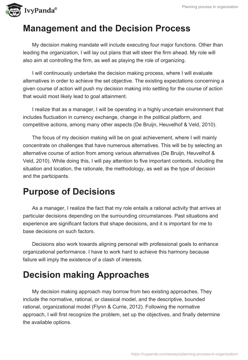 Planning process in organization. Page 3