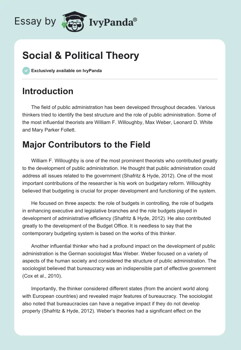 Social & Political Theory. Page 1