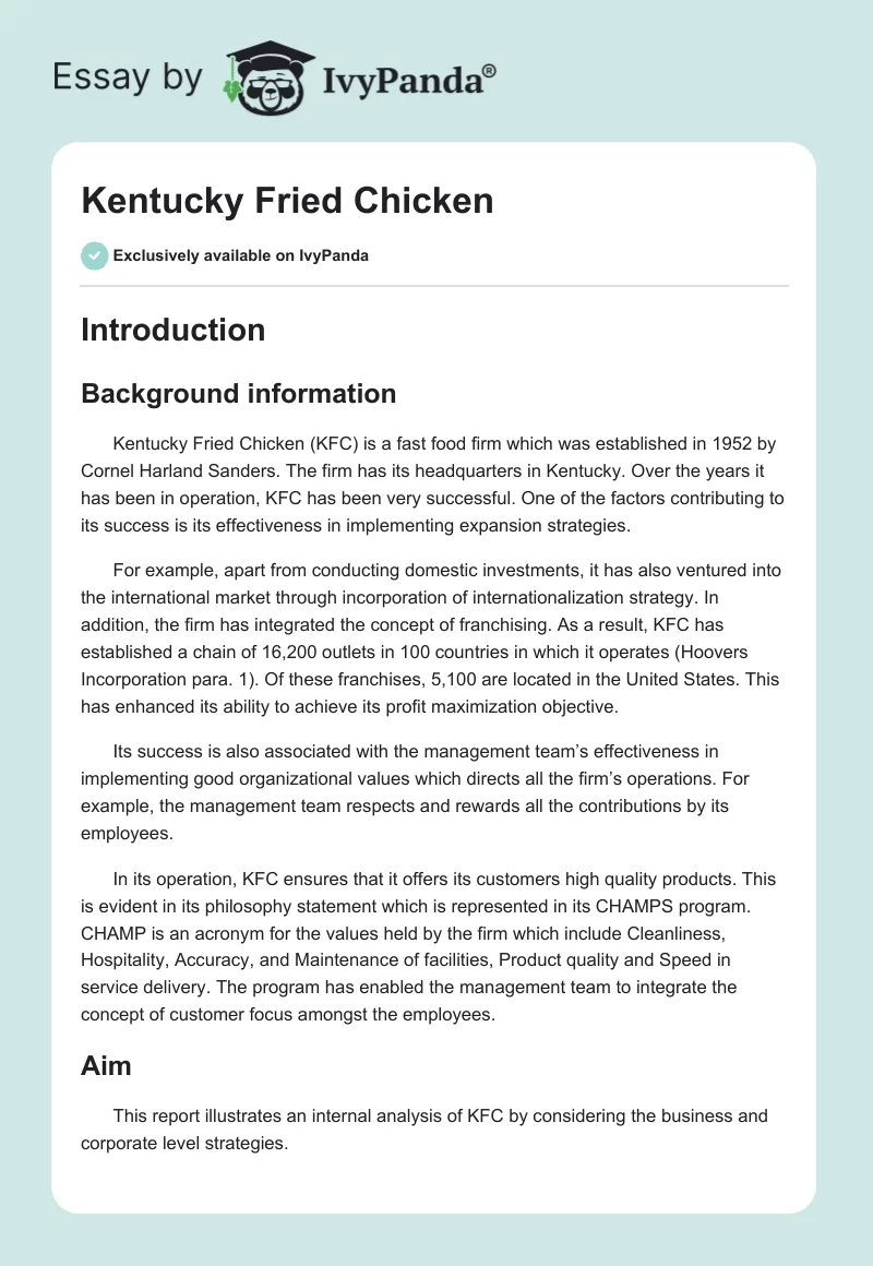 Kentucky Fried Chicken. Page 1