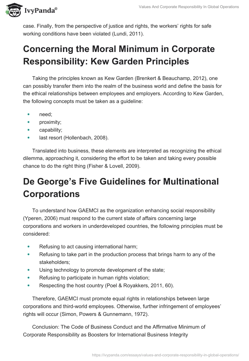 Values And Corporate Responsibility In Global Operations. Page 2