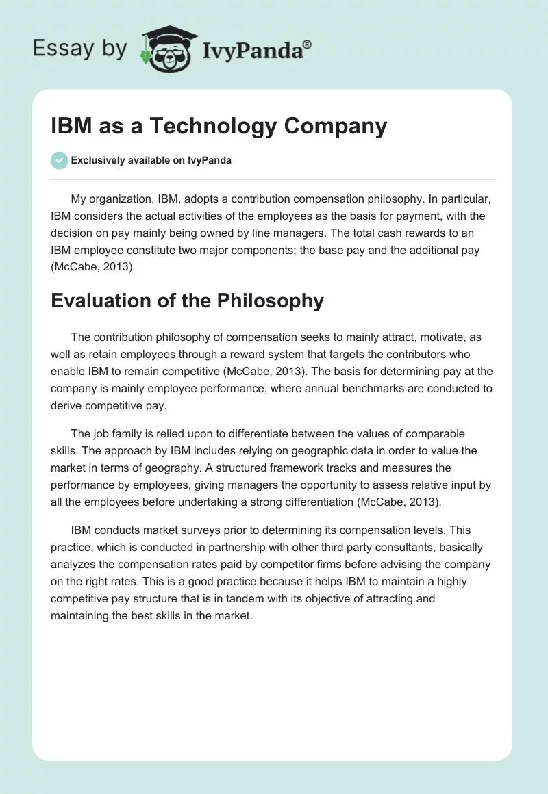 IBM as a Technology Company. Page 1