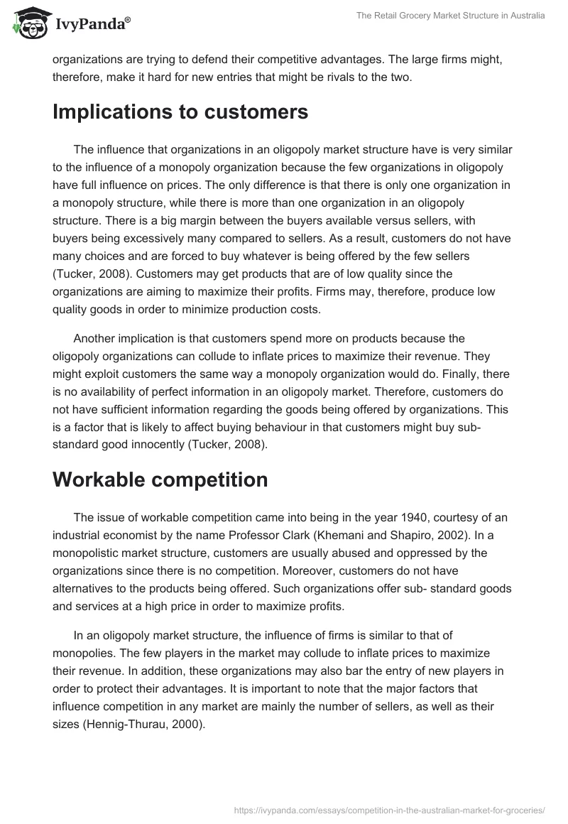 The Retail Grocery Market Structure in Australia. Page 3