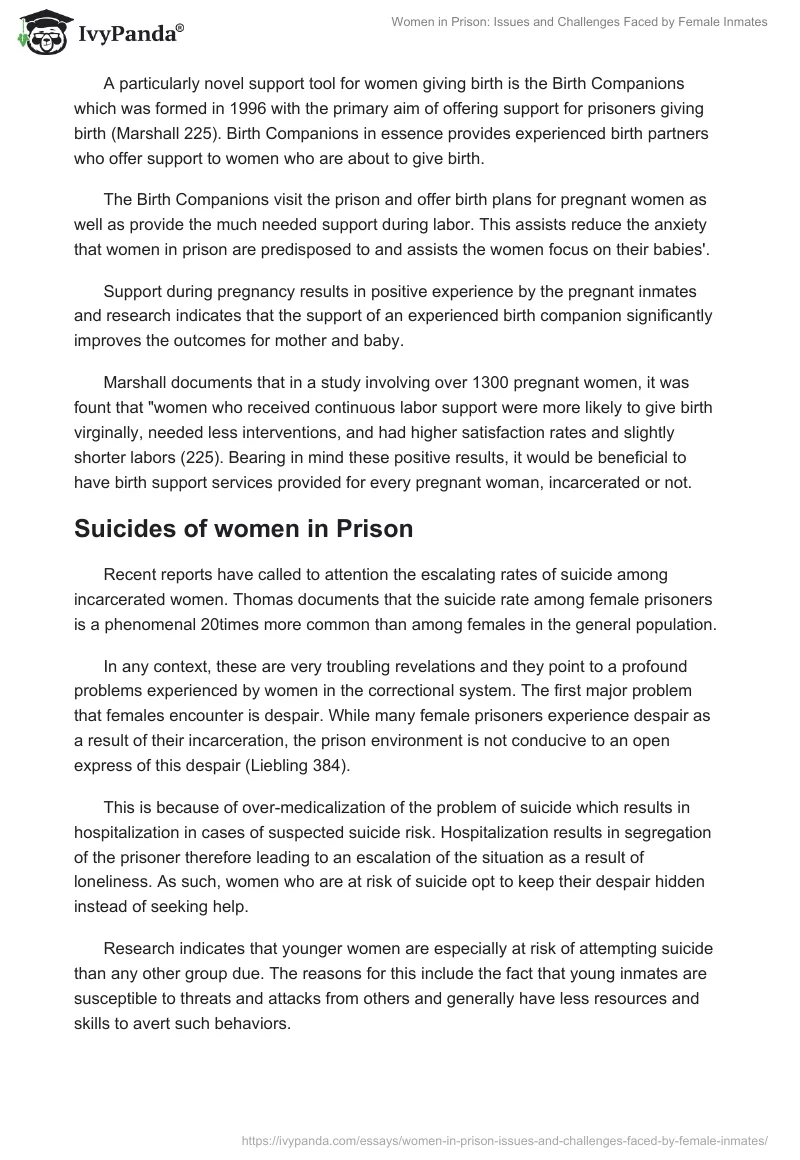 Women in Prison: Issues and Challenges Faced by Female Inmates. Page 5