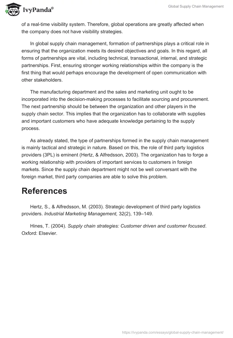 Global Supply Chain Management. Page 2
