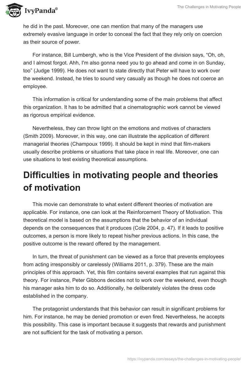 The Challenges in Motivating People. Page 2