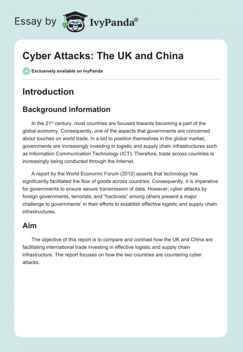 Cyber Attacks: The UK and China. Page 1