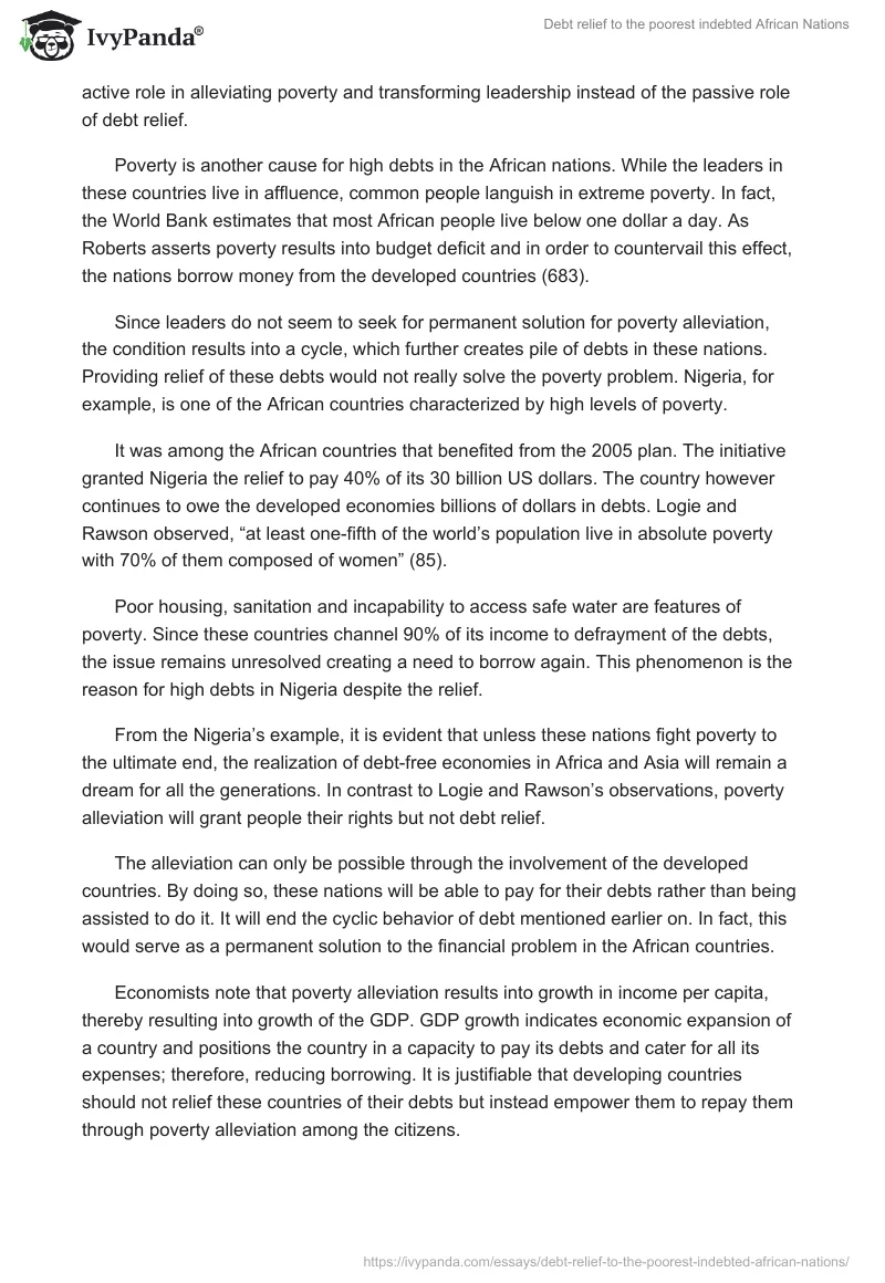 Debt relief to the poorest indebted African Nations. Page 3