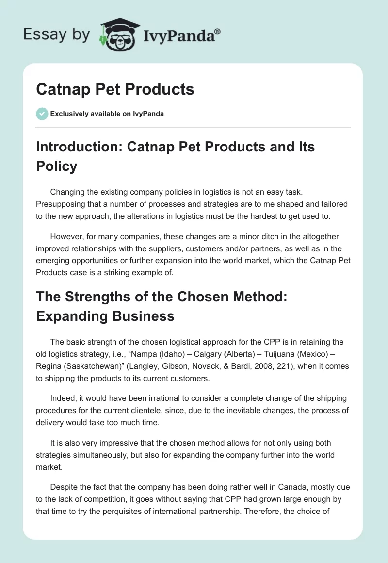 Catnap Pet Products. Page 1