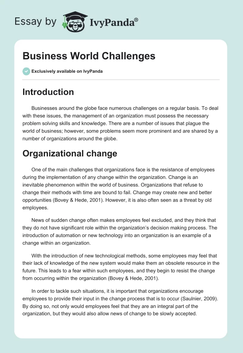 Business World Challenges. Page 1