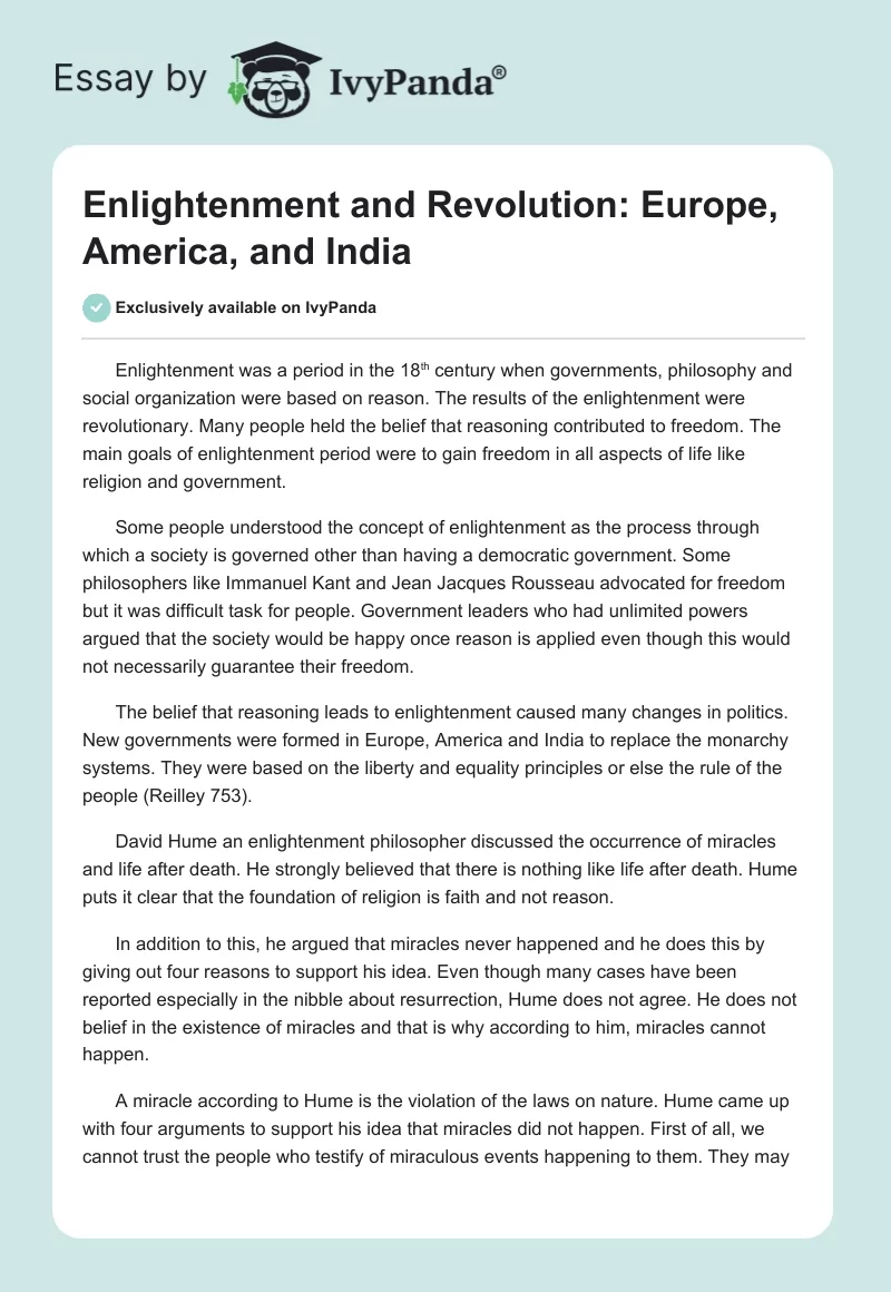 Enlightenment and Revolution: Europe, America, and India. Page 1