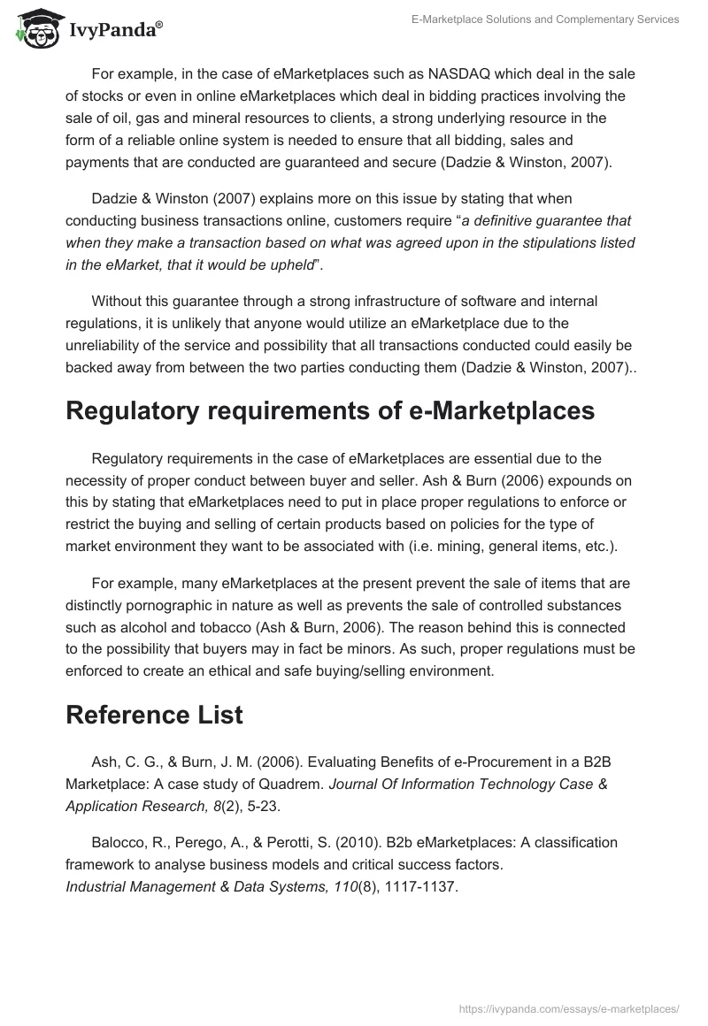 E-Marketplace Solutions and Complementary Services. Page 3