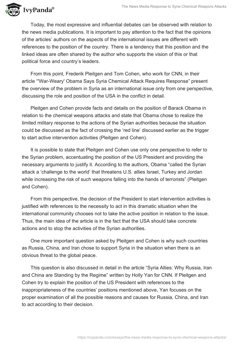The News Media Response to Syria Chemical Weapons Attacks. Page 2