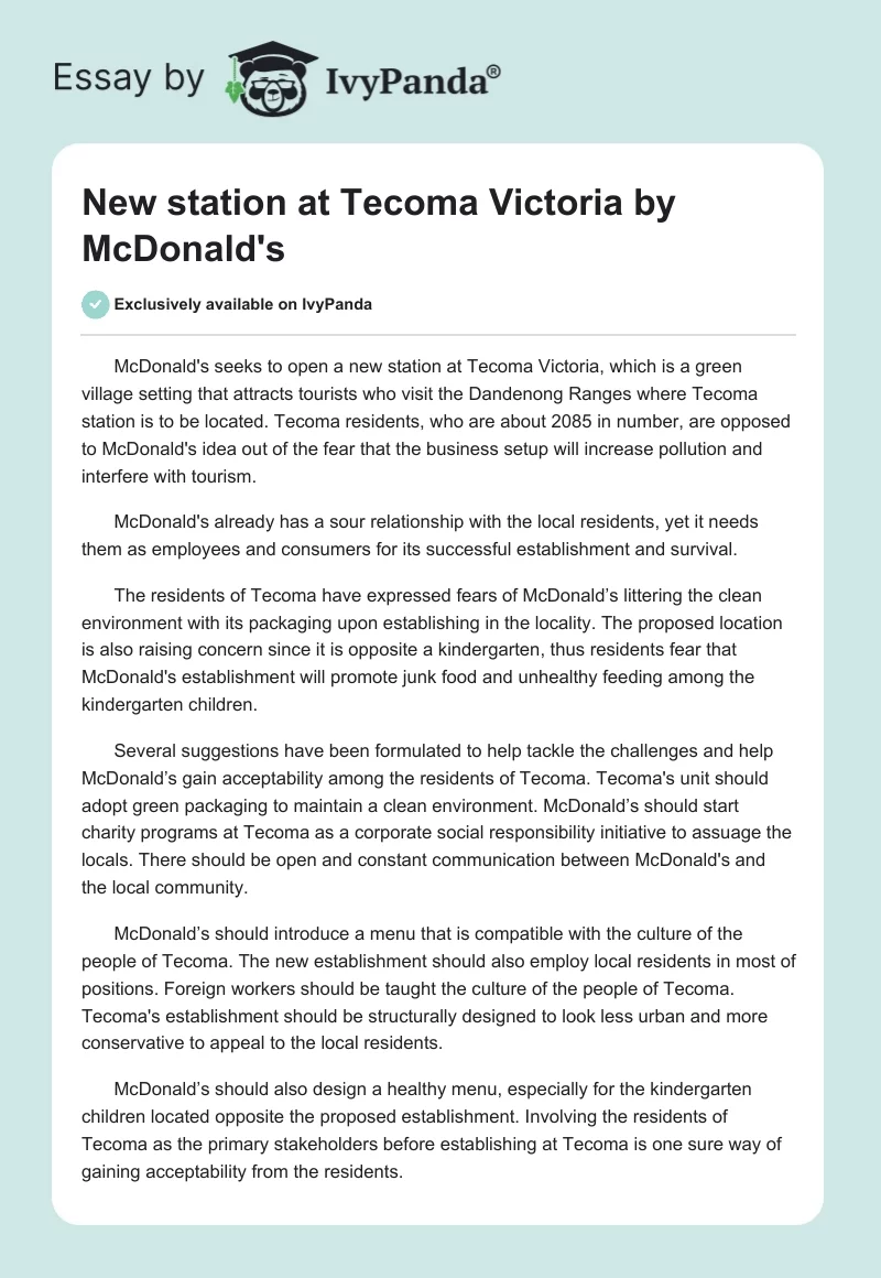 New Station at Tecoma Victoria by McDonald's. Page 1