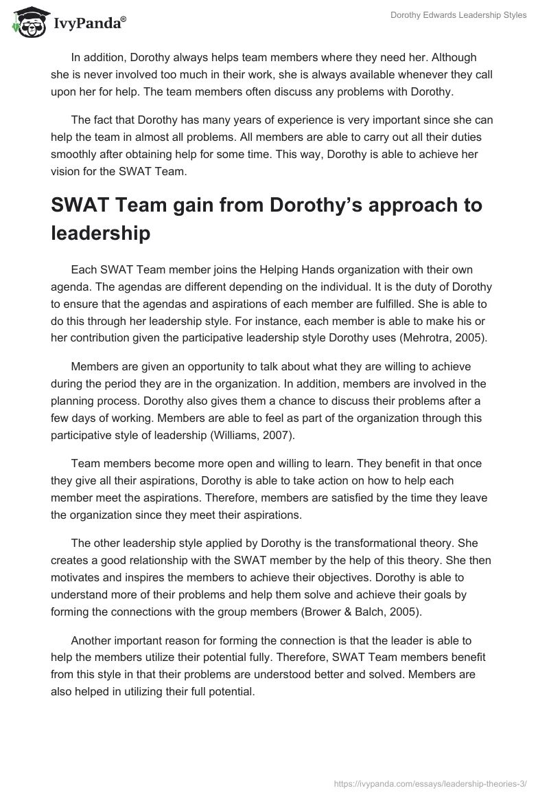 Dorothy Edwards Leadership Styles. Page 3
