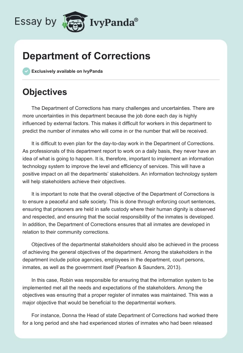 Department of Corrections. Page 1