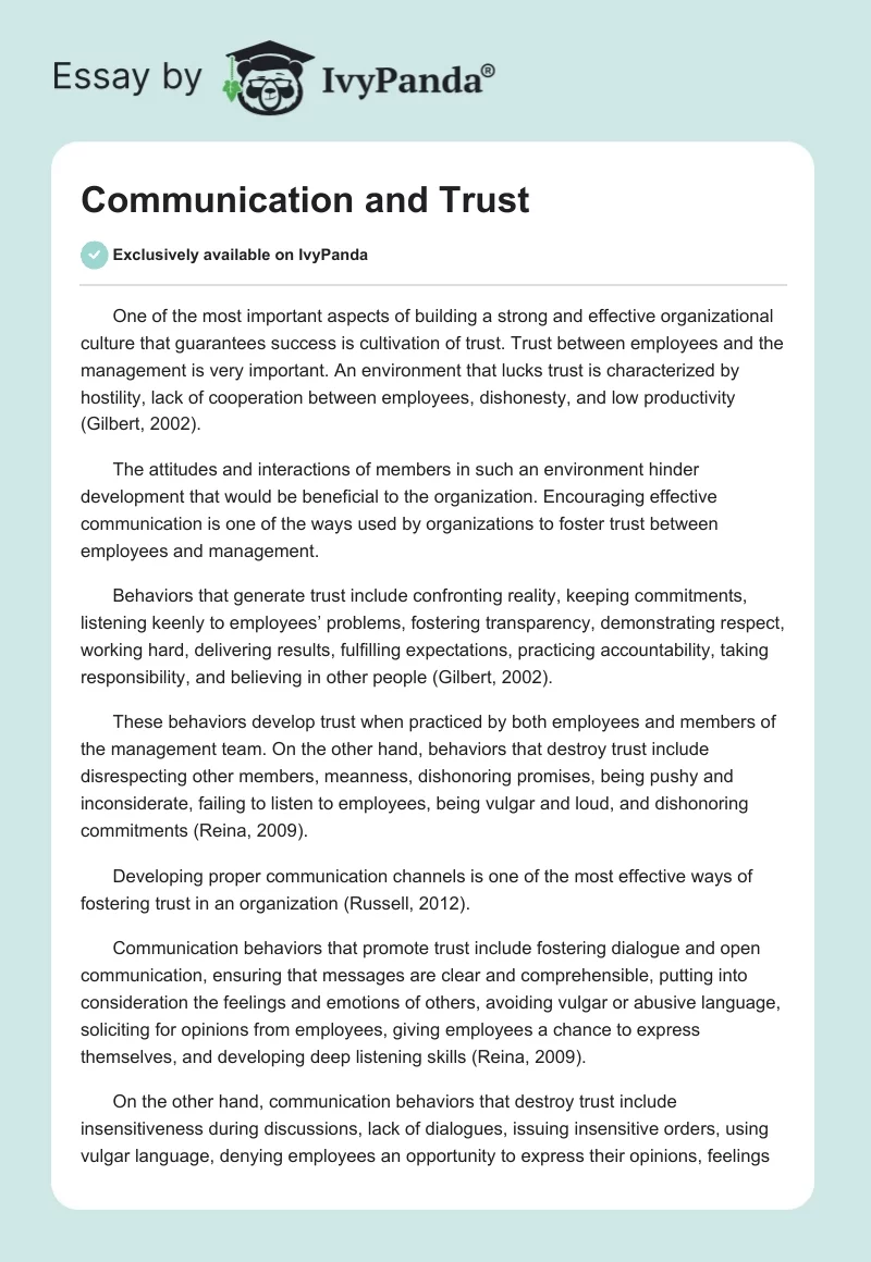 Communication and Trust. Page 1