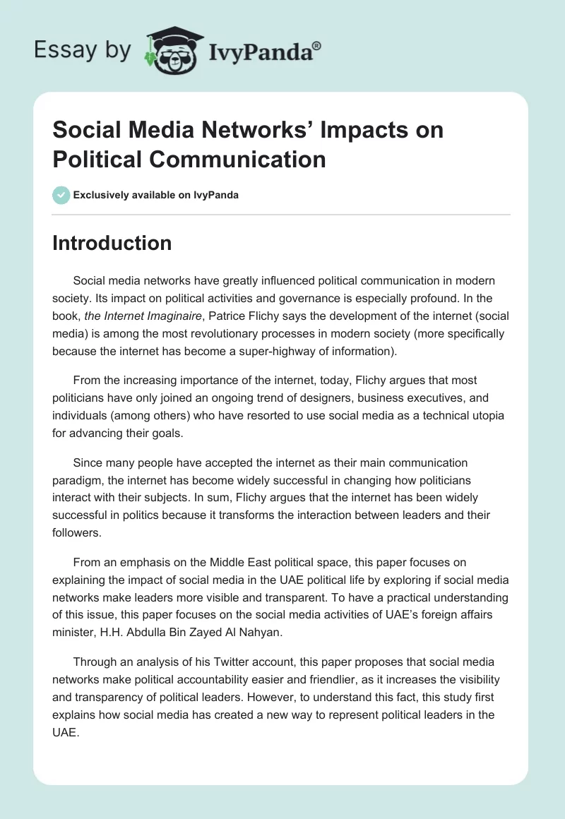 Social Media Networks’ Impacts on Political Communication. Page 1