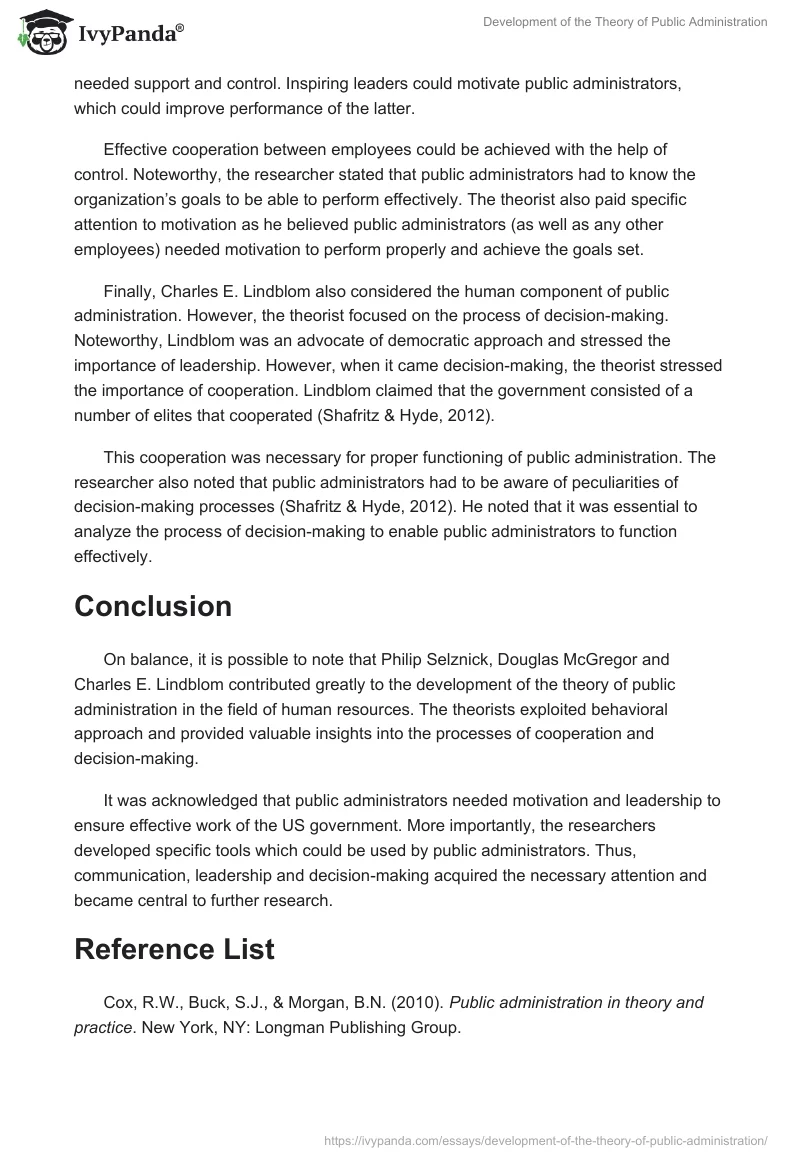 Development of the Theory of Public Administration. Page 2