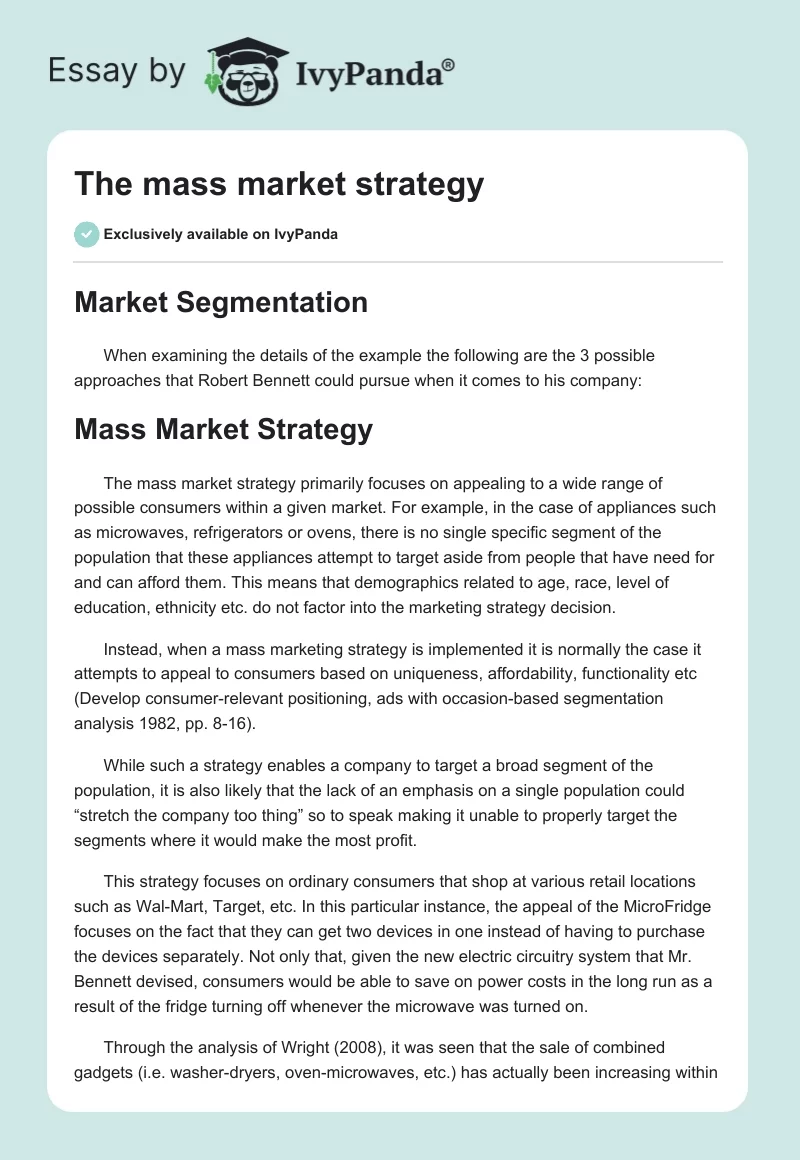 The mass market strategy. Page 1