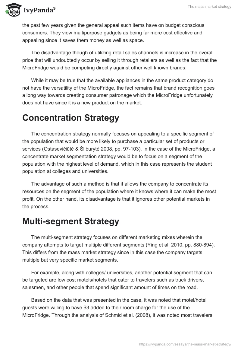 The mass market strategy. Page 2