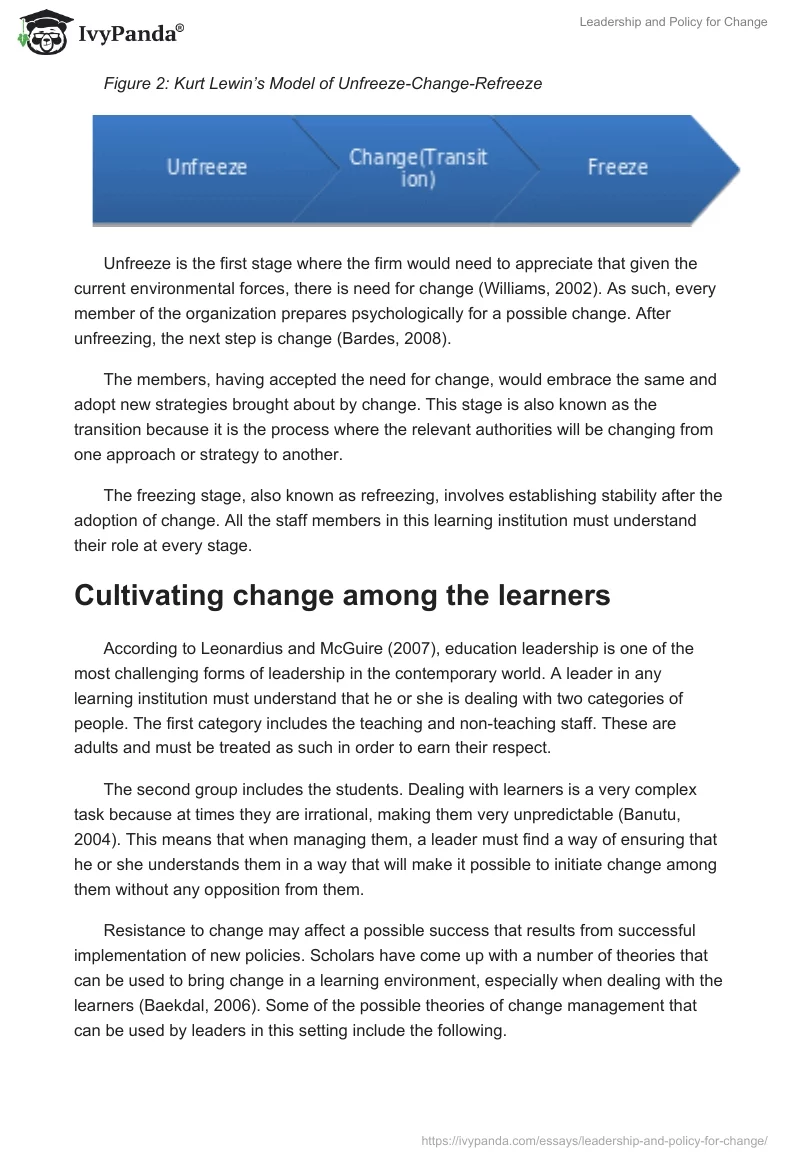 Leadership and Policy for Change. Page 4