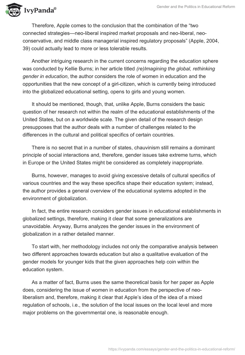 Gender and the Politics in Educational Reform. Page 3