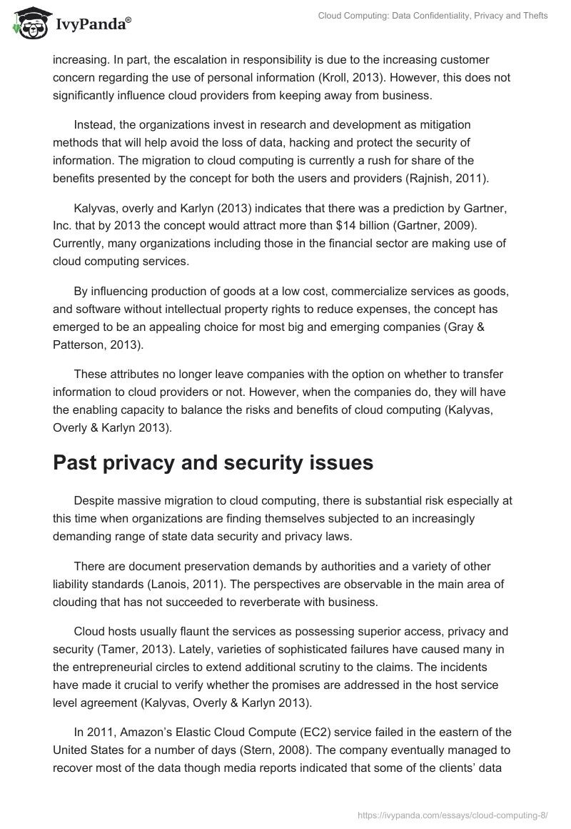 Cloud Computing: Data Confidentiality, Privacy and Thefts. Page 3
