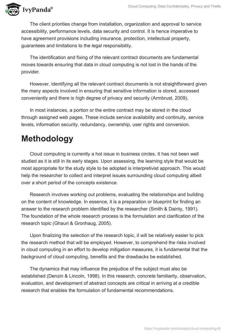 Cloud Computing: Data Confidentiality, Privacy and Thefts. Page 5