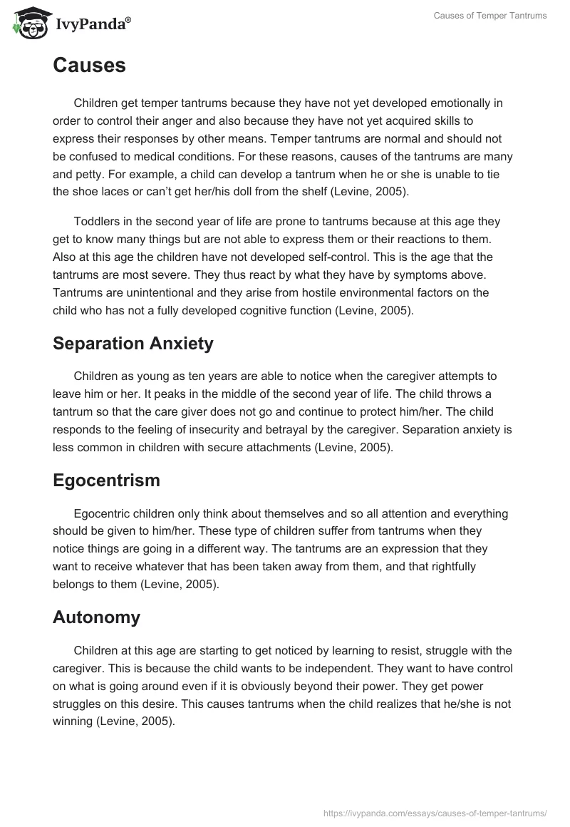 Causes of Temper Tantrums. Page 2