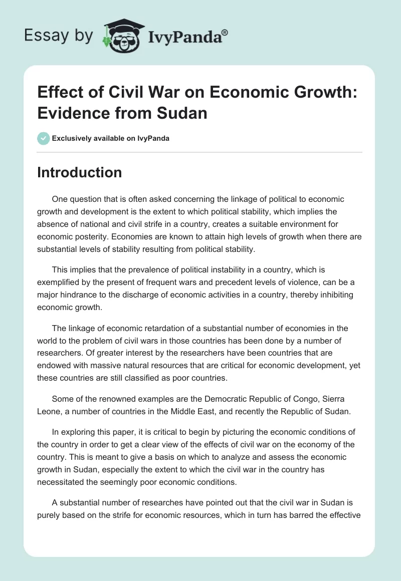 Effect of Civil War on Economic Growth: Evidence From Sudan. Page 1