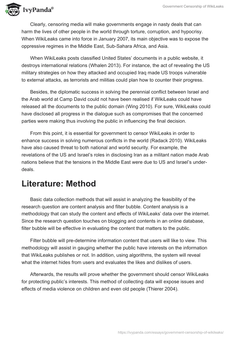 Government Censorship of WikiLeaks. Page 2