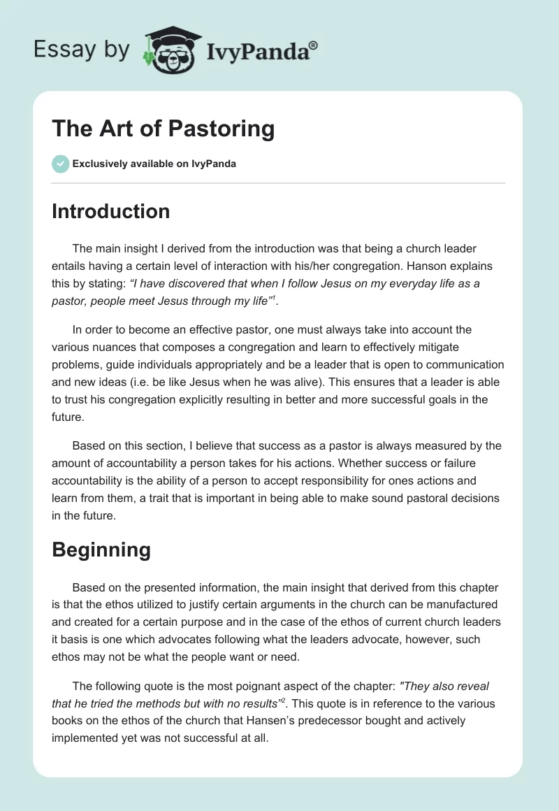 The Art of Pastoring. Page 1