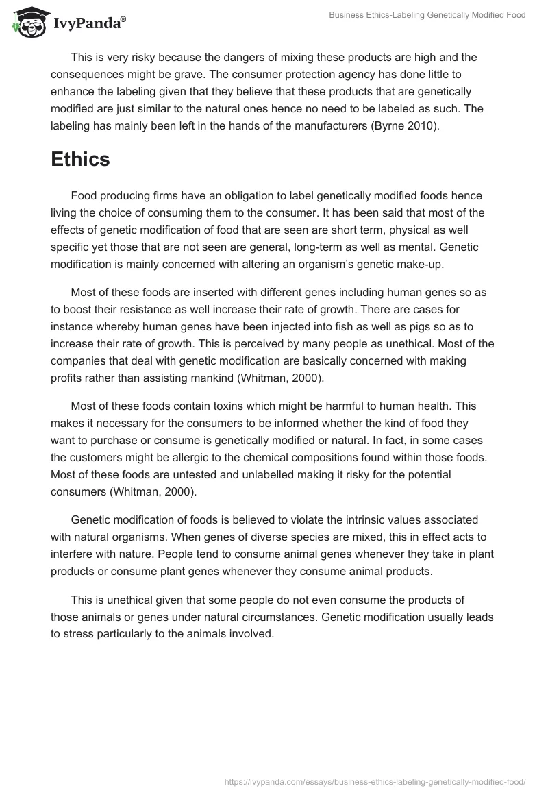 Business Ethics-Labeling Genetically Modified Food. Page 3