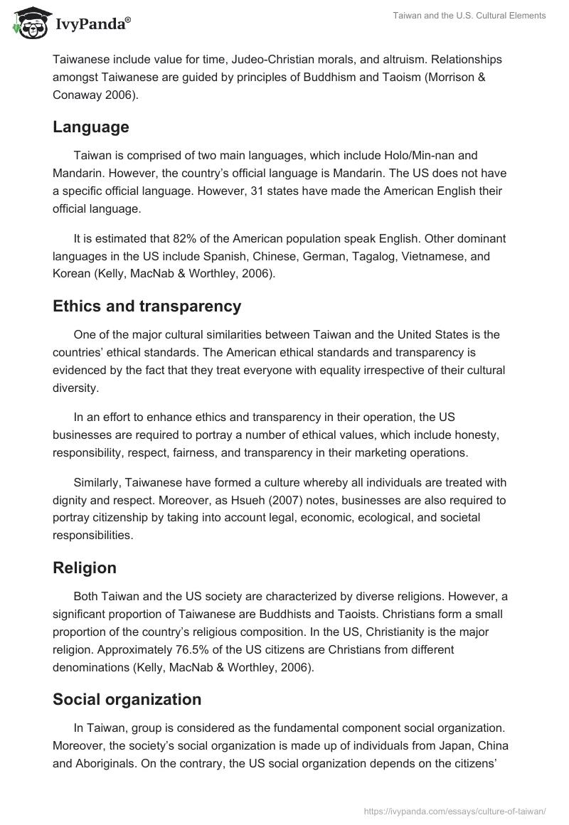 Taiwan and the U.S. Cultural Elements. Page 2